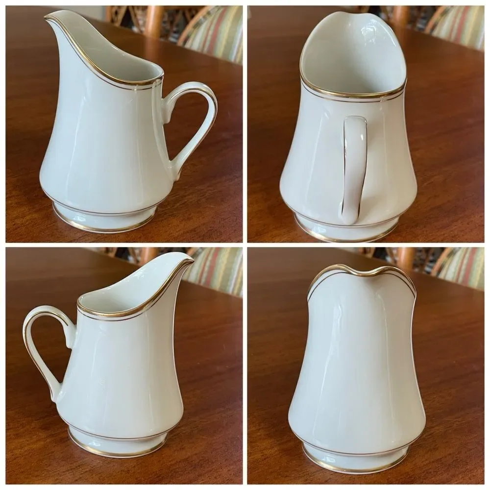 Mikasa Trousdale L2801 Ivory China Pitcher Cream Coffee & Tea Set Ivory and Gold